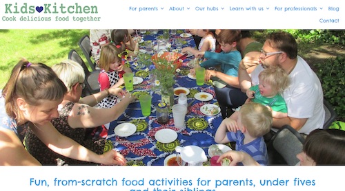 A screenshot of the homepage of the Kids Kitchen website.