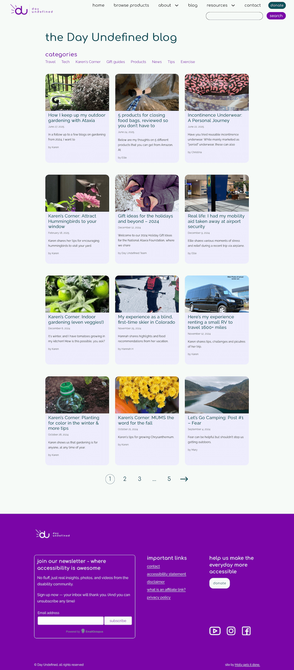 A screenshot of the blog page of dayundefined.com